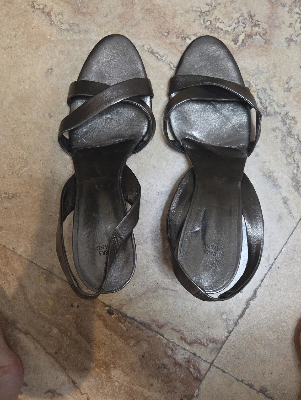 Vera Wang Metallic Slingback Heels Bronze/Silver Size 40 (US 9) 3” Heel”